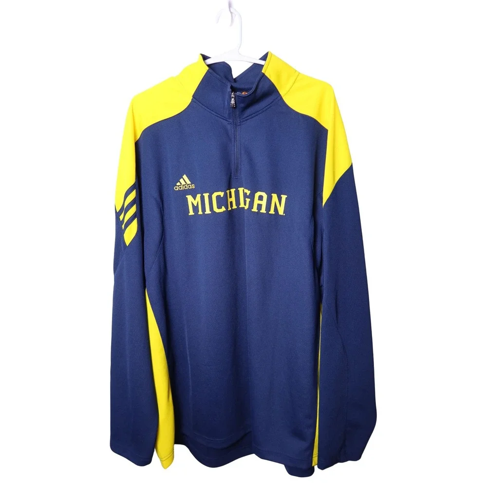 Adidas Michigan Wolverines Quarter Zip Pullover Navy Yellow Mens XL Excellent